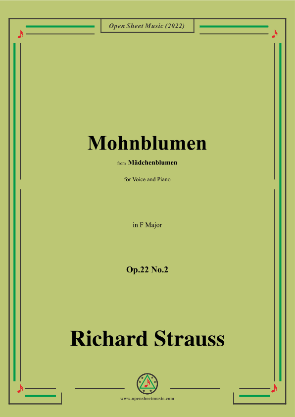 Richard Strauss-Mohnblumen,Op.22 No.2,in F Major (arr. OSM Press)