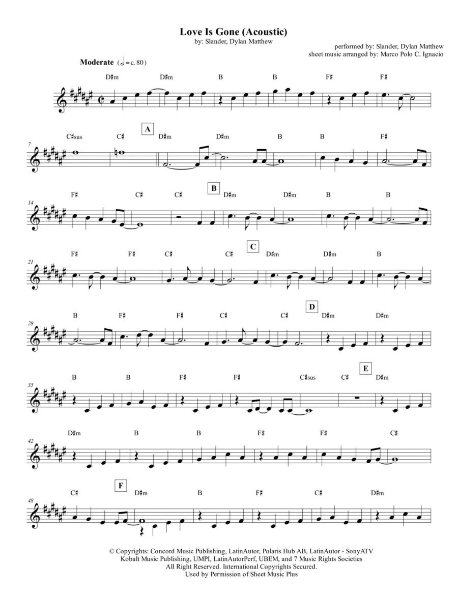 Love Is Gone (arr. Marco Polo C. Ignacio)