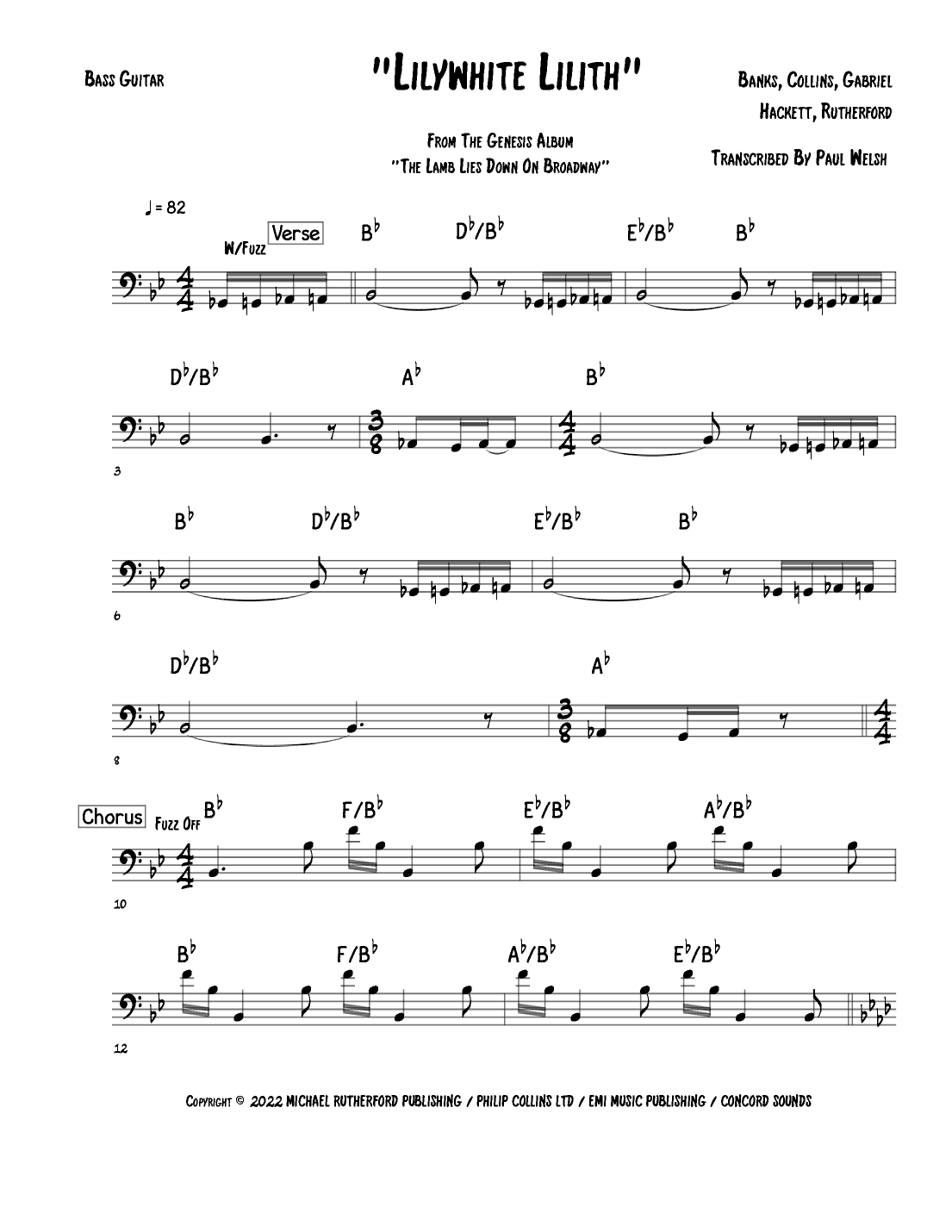 Lilywhite Lilith (arr. P Welsh)