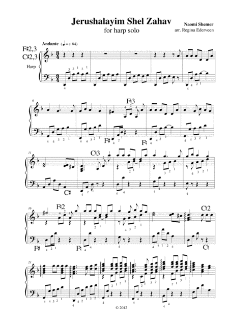 Jerusalem of Gold - lever harp solo