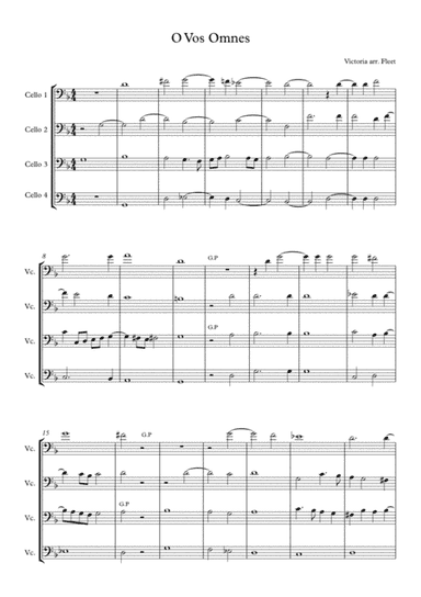O Vos Omnes motet for cello quartet (arr. Judith Fleet)