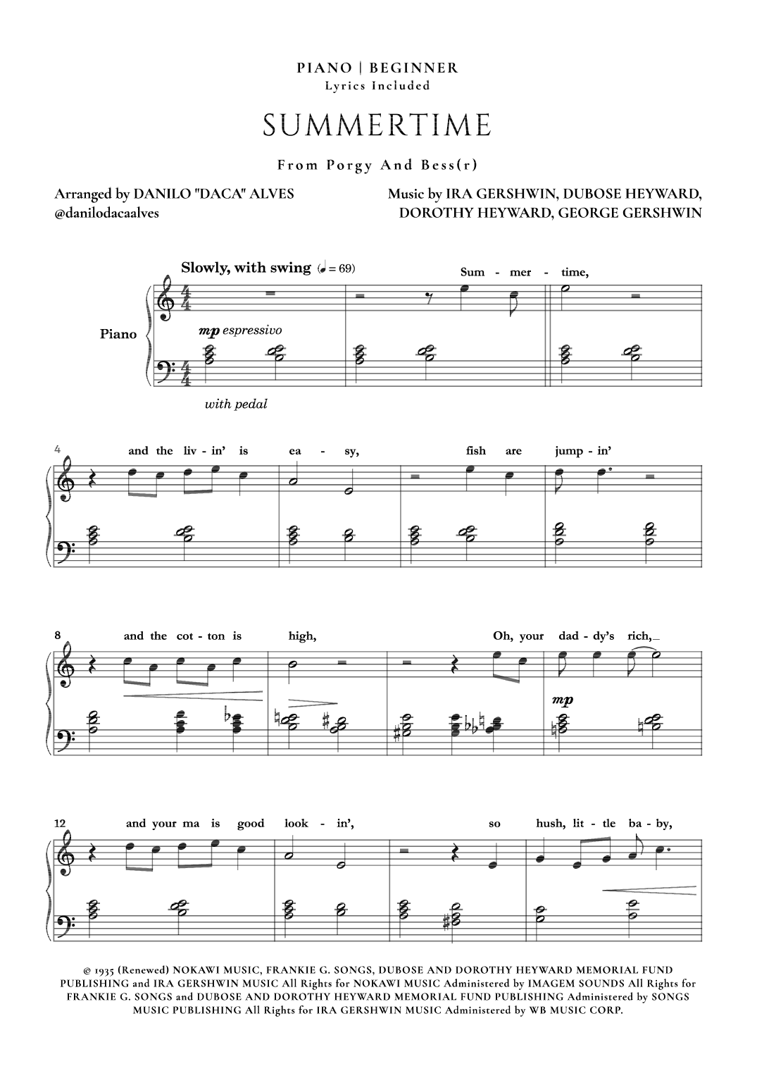 Summertime (arr. Danilo "Daca" Alves)