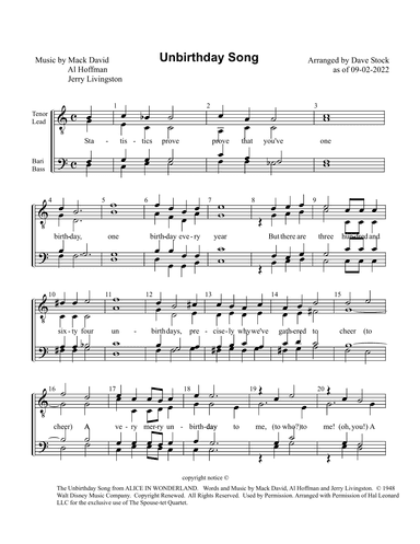 The Unbirthday Song (arr. Dave Stock)