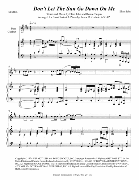 Don't Let The Sun Go Down On Me (arr. James M. Guthrie, ASCAP)
