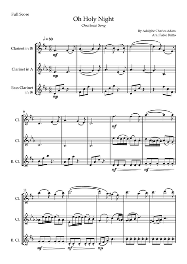 Oh Holly Night (Christmas Song) for Clarinet Trio (arr. Fabio Britto)