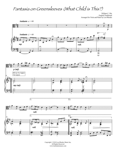 What Child Is This? - for Viola and Piano (arr. Len Rhodes)