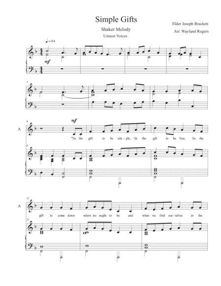 Simple Gifts (arr. Wayland Rogers)