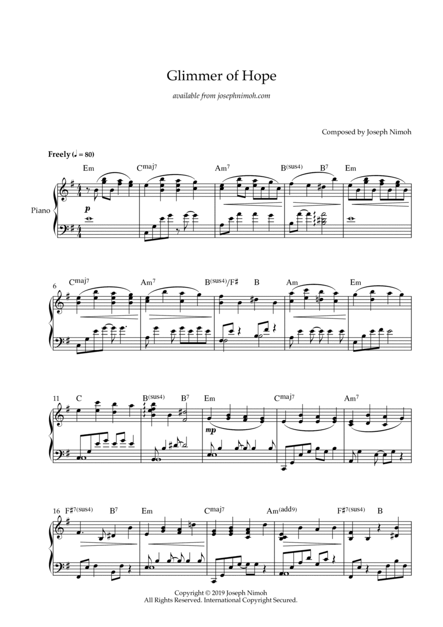 Glimmer of Hope - Solo Piano