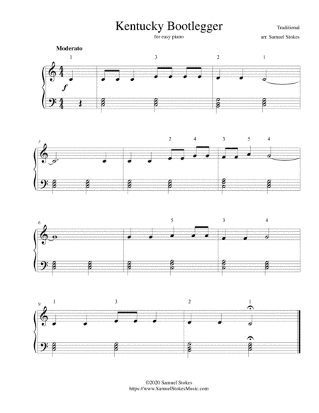 Kentucky Bootlegger - for easy piano (arr. Samuel Stokes)