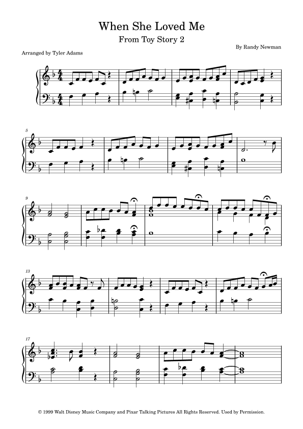 When She Loved Me (arr. Tyler Adams)