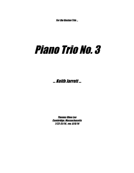 Piano Trio No. 3 ... Keith Jarrett (2014) for violin, cello and piano ( full score)