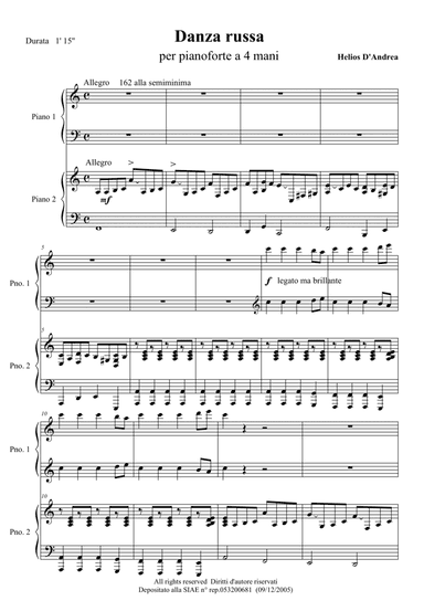 Helios D'Andrea Danza Russa piano four hands
