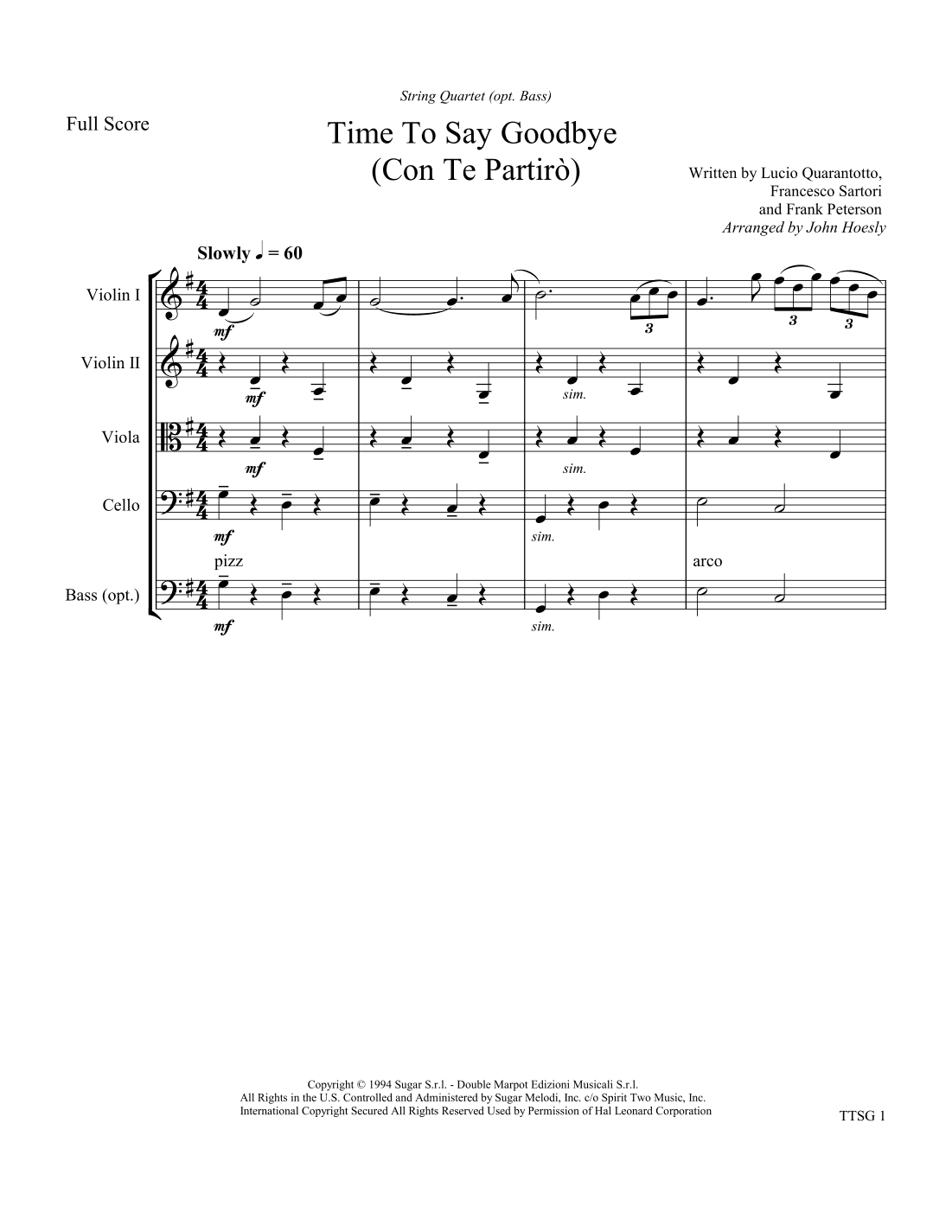 Time To Say Goodbye (arr. John Hoesly)