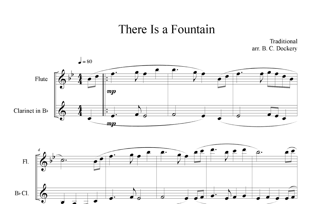 There is a Fountain (Flute and Clarinet Duet) (arr. B. C. Dockery)