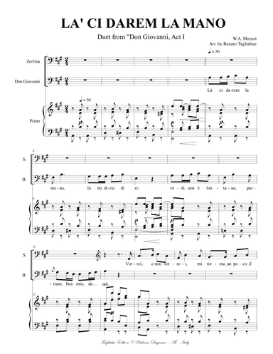 LA' CI DAREM LA MANO - From "Don Giovanni" - K. 527 - For Soprano, Basso and Piano (arr. Renato Tagliabue)