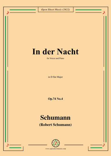 Schumann-In der Nacht,Op.74 No.4,in D flat Major (arr. OSM Press)