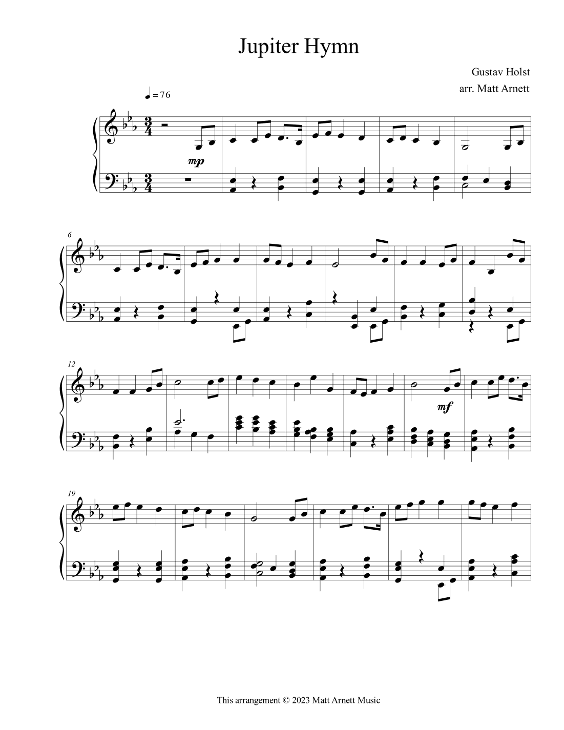 Hymn from Jupiter (arr. Matt Arnett)