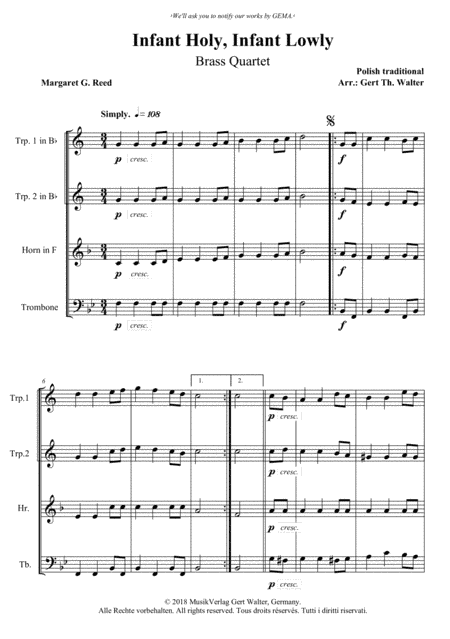 Infant Holy, Infant Lowly (arr. Gert Th. Walter)