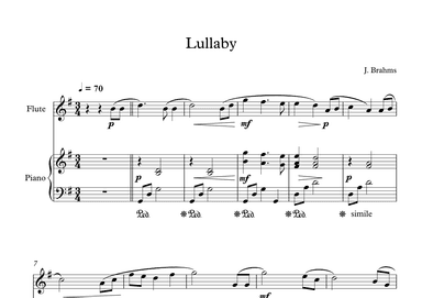 Lullaby - Johannes Brahms (Flute + Piano) (arr. Digital Book Music)