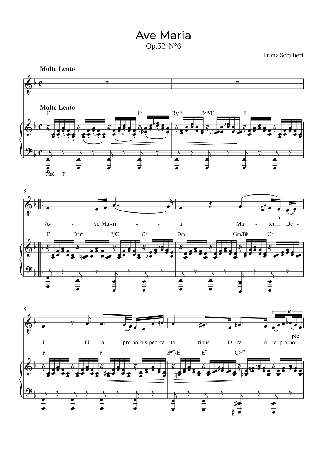 Ave Maria Schubert - Tenor with chords in F (arr. Alex Nunes Rodrigues)