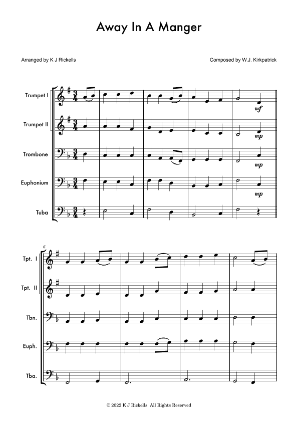 Away in a Manger - Brass Quintet (arr. K J Rickells)