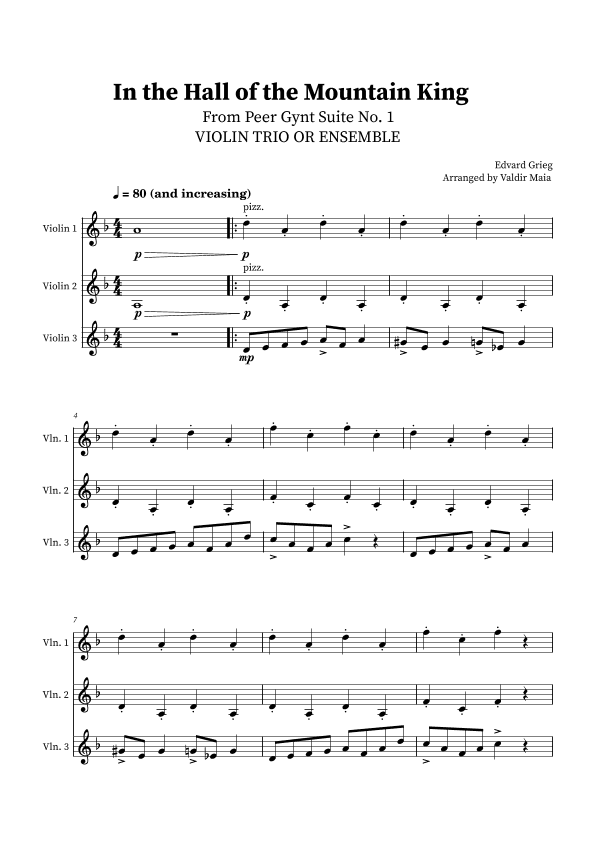 In The Hall Of The Mountain King - Violin Trio (arr. Valdir Maia)