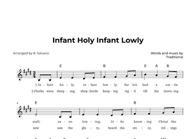 Infant Holy Infant Lowly (Key of E Major) (arr. R. Salvario)