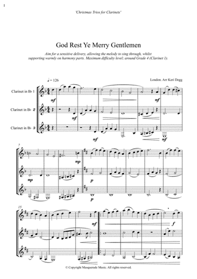 Christmas Clarinet Trios; 7 Festive Favourites for Bb Clarinets (arr. Keri Degg)