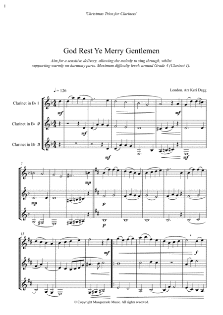 Christmas Clarinet Trios; 7 Festive Favourites for Bb Clarinets (arr. Keri Degg)