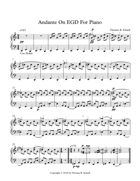 Andante on EGD For Piano