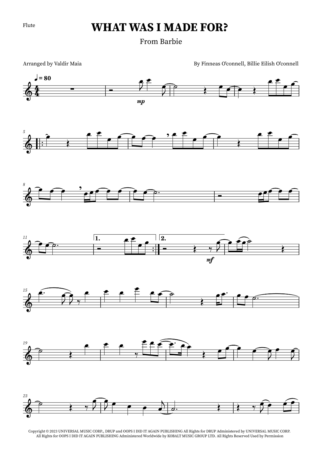 What Was I Made For? (arr. Valdir Maia)