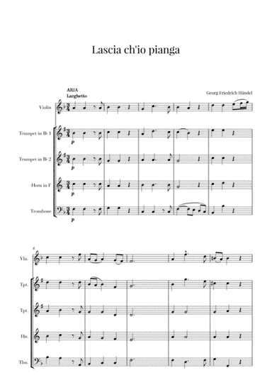 Haendel - Lascia ch’io pianga (for Violin and Brass Quartet) (arr. Cadenza Editions)