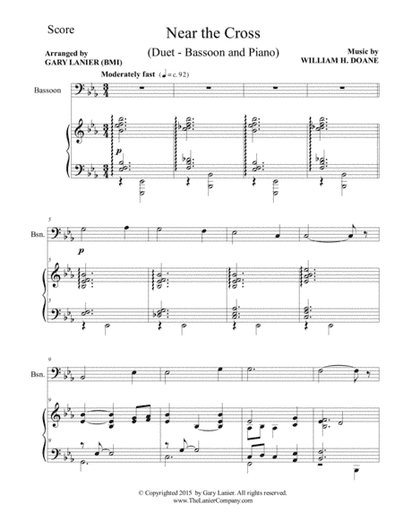 NEAR THE CROSS (Duet– Bassoon/Piano with Score and Instrument Part) (arr. Gary Lanier)