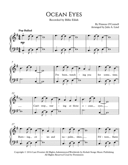 Ocean Eyes (arr. Julie A. Lind)
