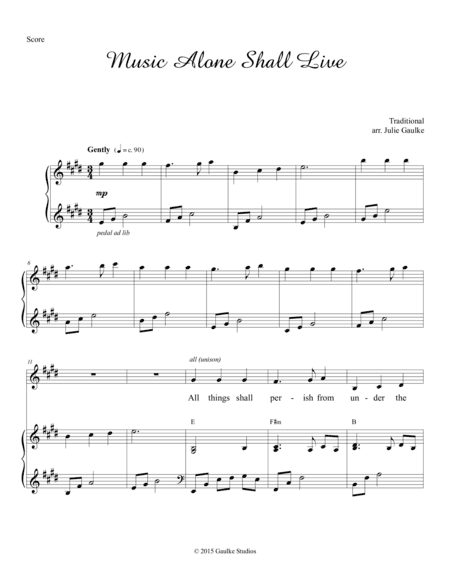 Music Alone Shall Live (arr. Julie Gaulke)