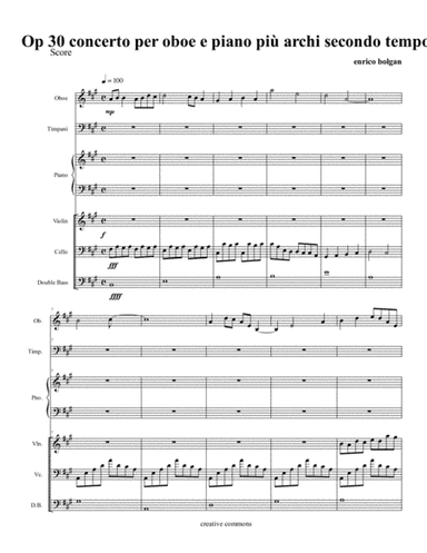 Op 30 concerto per pianoforte e Oboe solisti più archi Secondo Tempo