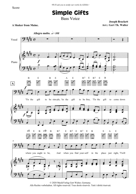 Simple Gifts (arr. Gert Th. Walter)