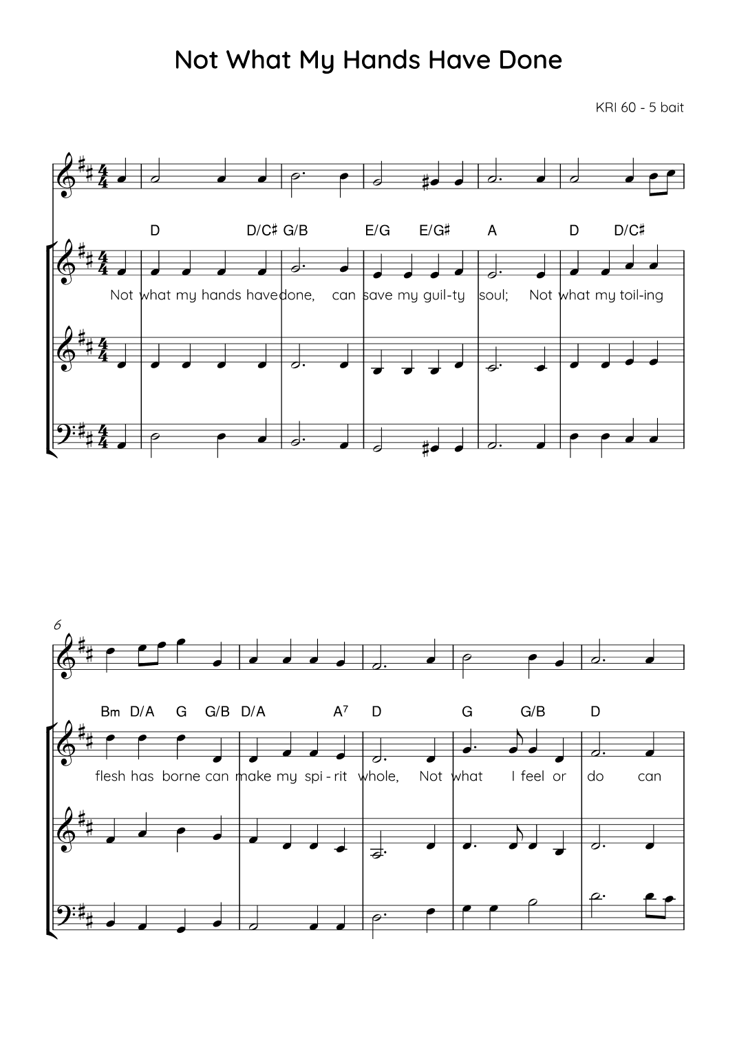Not What My Hands Have Done - Score Only (arr. Angie Wiranata)