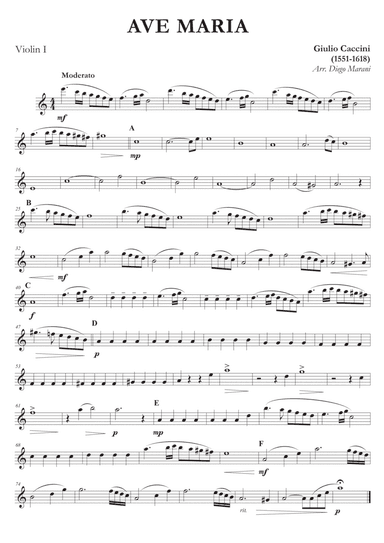 Ave Maria by Caccini-Vavilov for String Quartet (arr. Diego Marani)