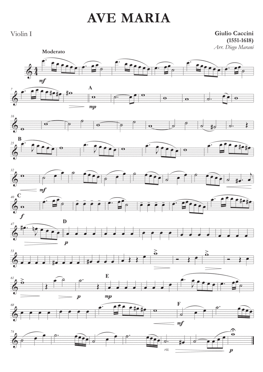 Ave Maria by Caccini-Vavilov for String Quartet (arr. Diego Marani)