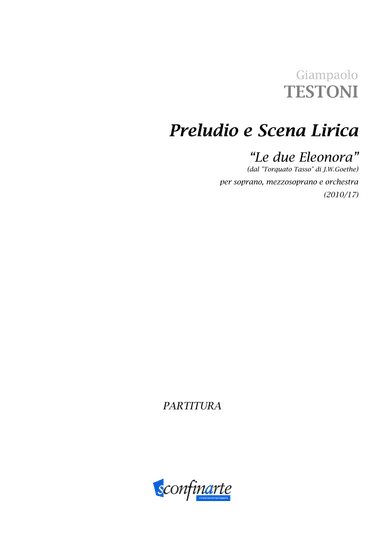 Giampaolo Testoni: PRELUDIO E SCENA LIRICA "LE DUE ELEONORA" (ES 1021) - Score Only