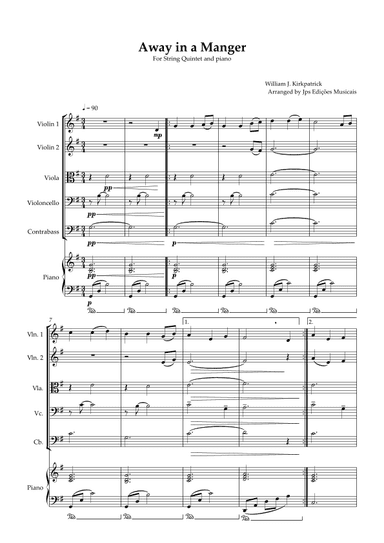 Away in a Manger for String Quintet and Piano (arr. JPS Edições Musicais)