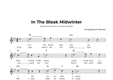 In The Bleak Midwinter (Key of B-Flat Major) (arr. R. Salvario)