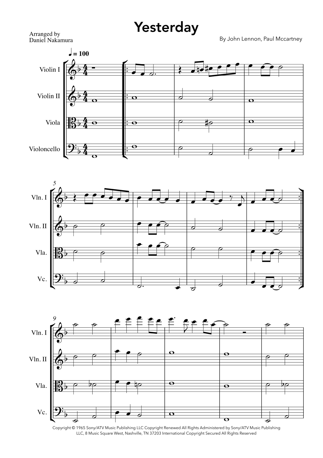 Yesterday (arr. Daniel Nakamura)
