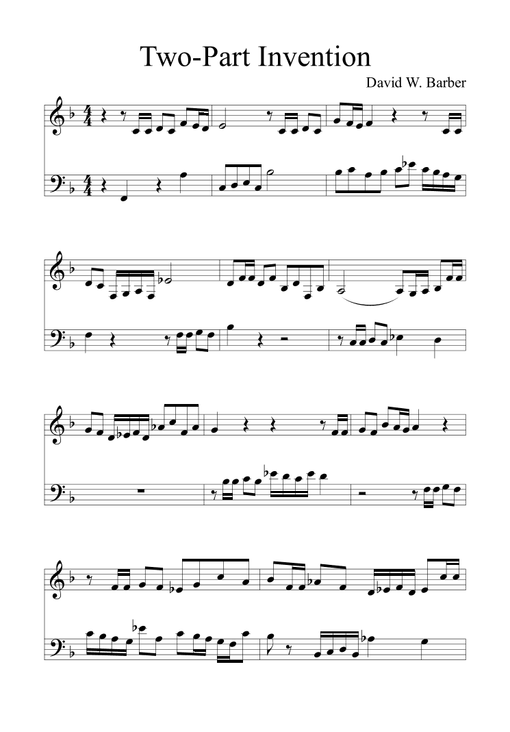 Two-Part Invention in F (Happy Birthday) (arr. David W. Barber)