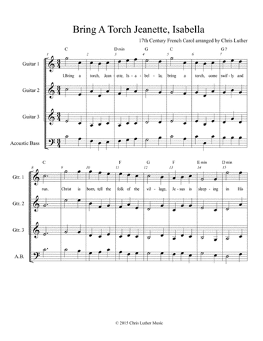 Bring A Torch Jeanette, Isabella (arrangement for guitars) (arr. Chris Luther)