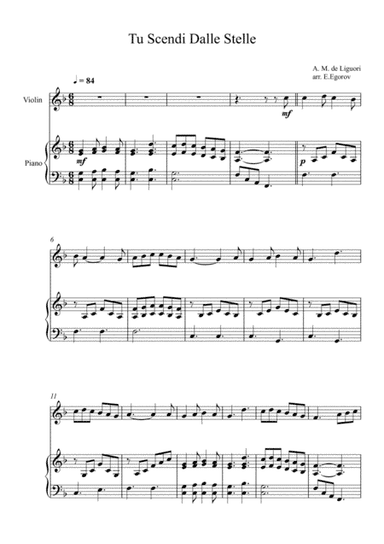Tu Scendi Dalle Stelle, Alfons Maria de Liguori, For Violin & Piano