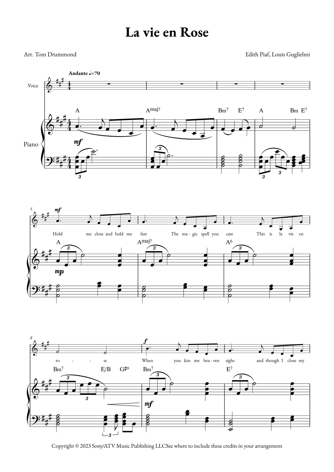 La Vie En Rose (arr. Tom Drummond)