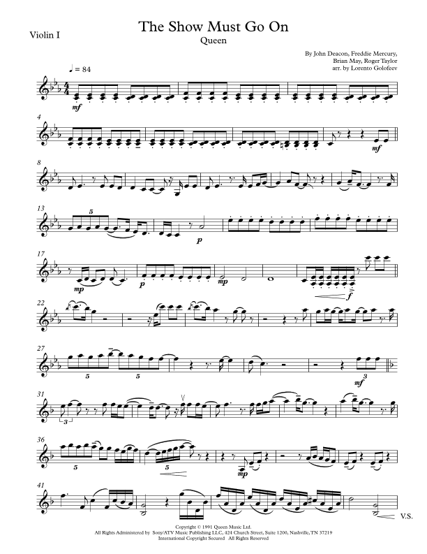 The Show Must Go On (arr. Lorento Golofeev)