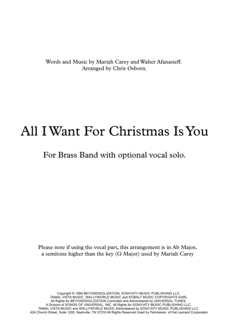 All I Want For Christmas Is You (arr. Chris Osborn Music)